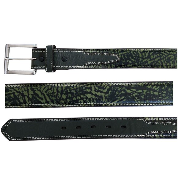 Twisted X Western Cowboy Ranger Leather Belt Green Rugged Texture Size 46 - Picture 2 of 5